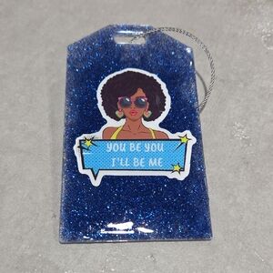 🧳🎒✨️Blue Glitter Luggage/Backpack Tag with Inspirational Quote